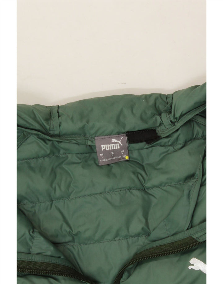 PUMA Womens Hooded Padded Coat UK 16 Large Green Vintage Puma and Second-Hand Puma from Messina Hembry 