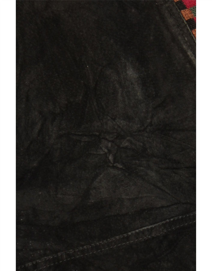 Damska kurtka oversize VINTAGE zamszowa UK 18 XL, czarna, geometryczna skóra