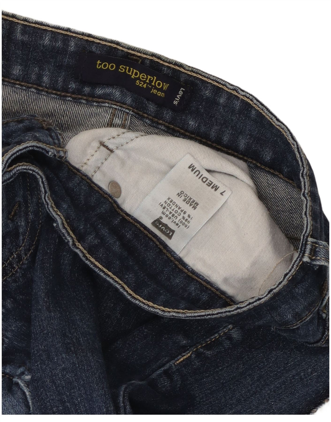 Damskie jeansy Levi's 524 Super Low Slim US 7 Medium W32 L30 Niebieska bawełna