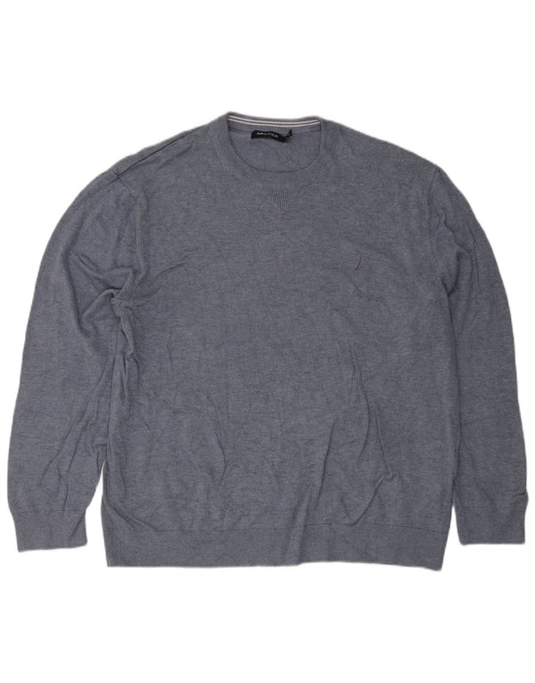 Męski sweter Nautica z okrągłym dekoltem, 2XL, niebieska bawełna