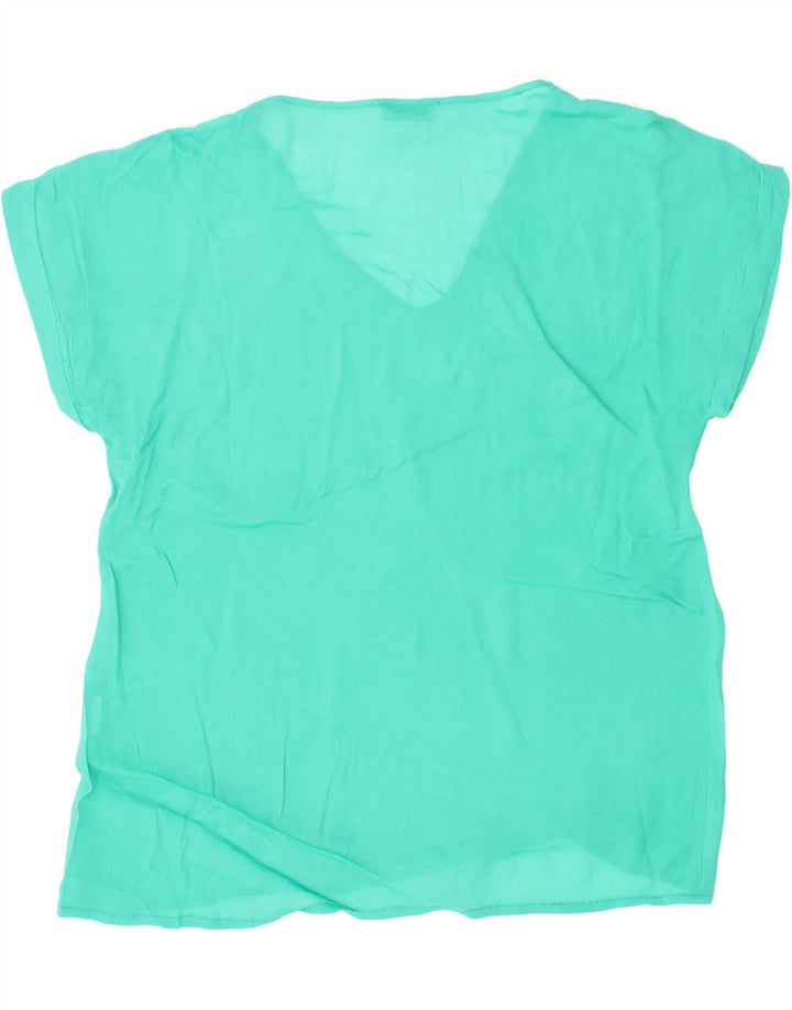 VINTAGE Womens Blouse Top UK 14 Medium Turquoise Vintage Vintage and Second-Hand Vintage from Messina Hembry 