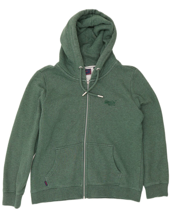 Damski sweter z kapturem i zamkiem Superdry UK 16, duży, zielony, bawełniany