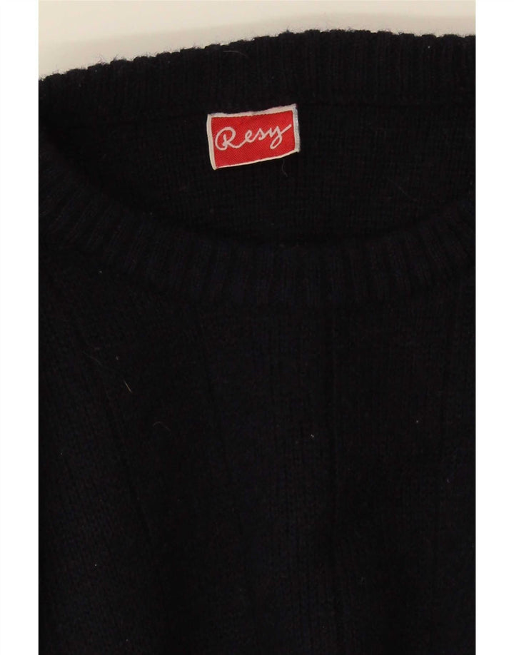 Vintage męski sweter z okrągłym dekoltem, średni granat