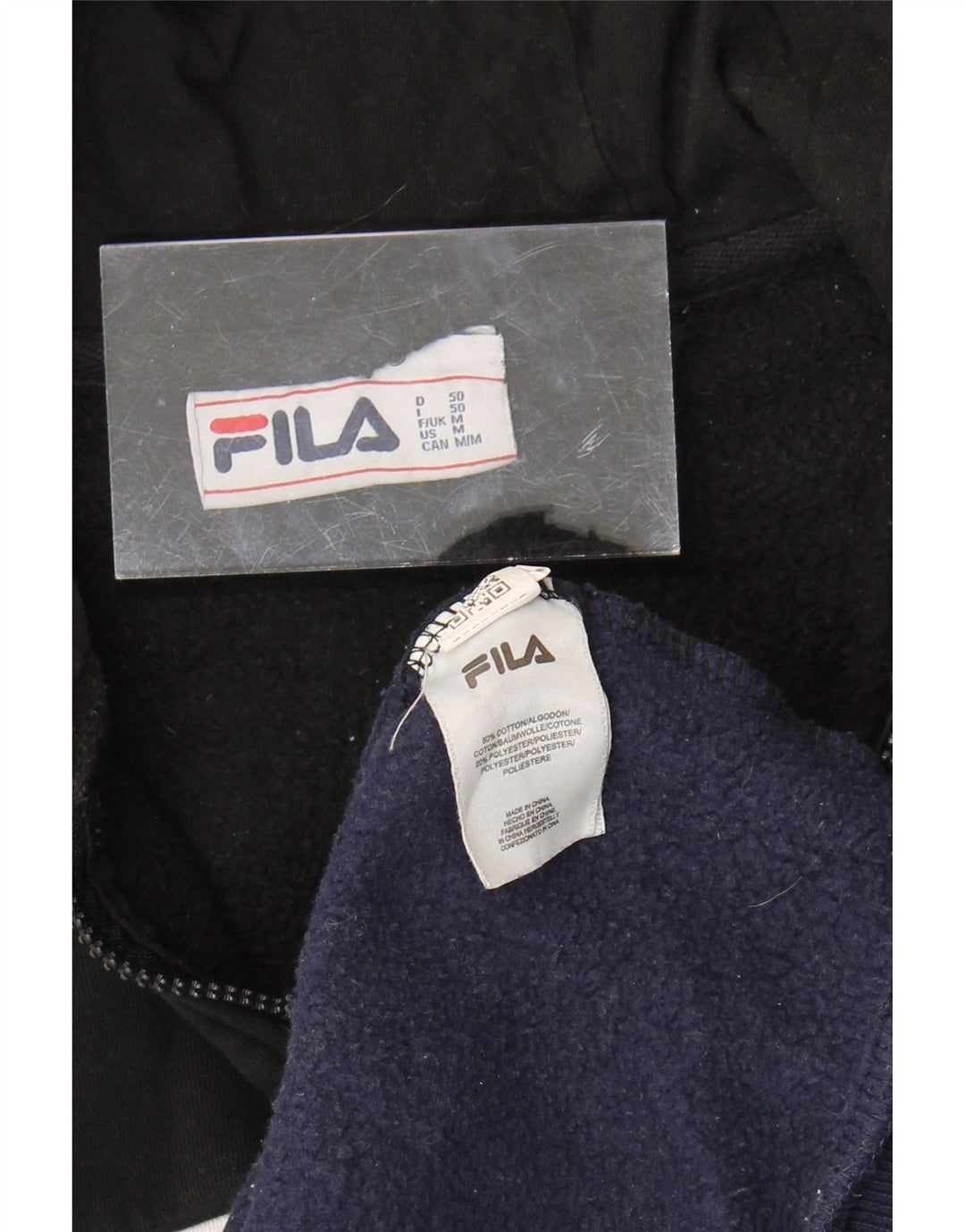 FILA Womens Zip Hoodie Sweater UK 14 Medium Multicoloured Colourblock Vintage Fila and Second-Hand Fila from Messina Hembry 