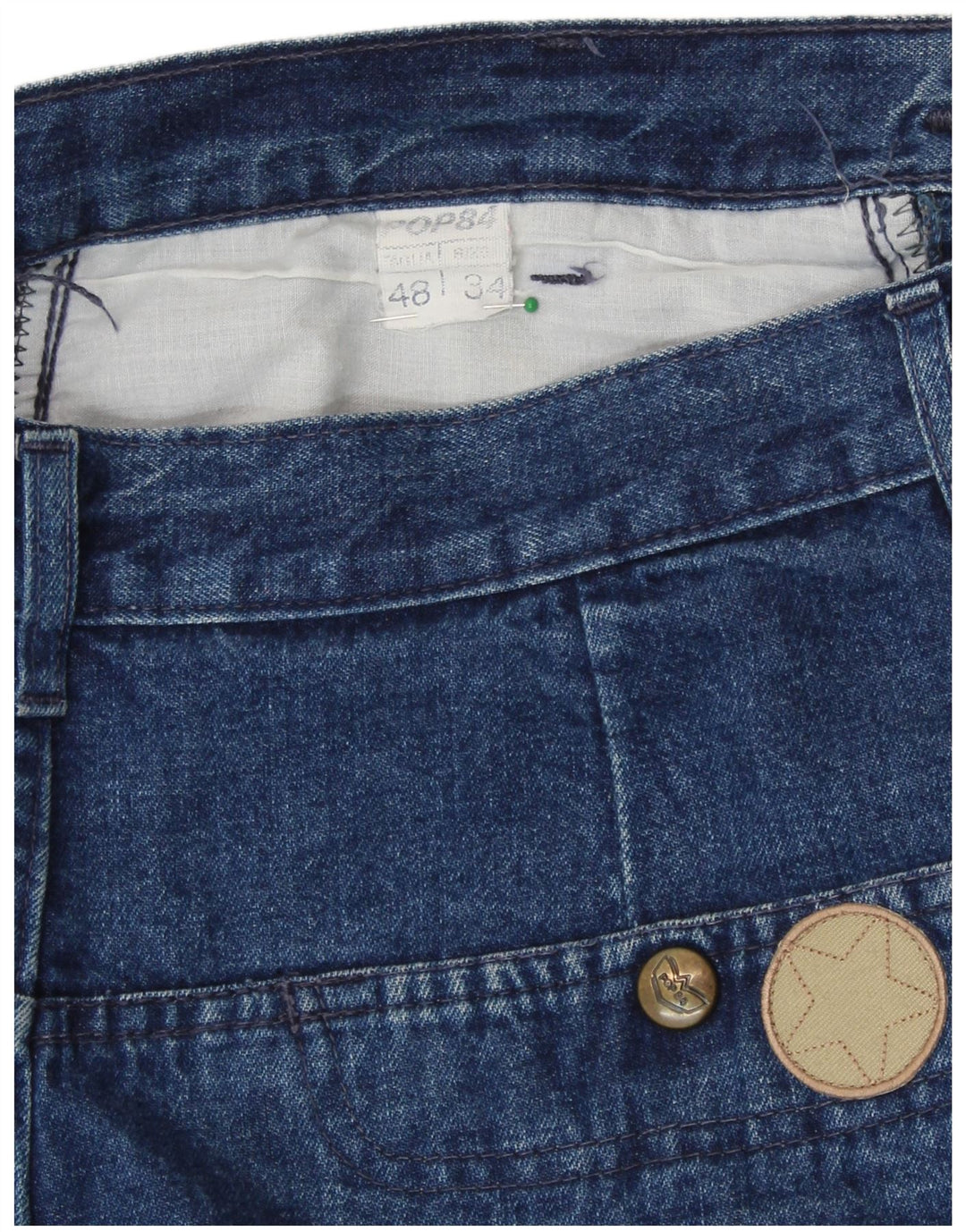 POP 84 Damskie zwężane dżinsy z wysokim stanem IT 48 XL W34 L32 Niebieska bawełna