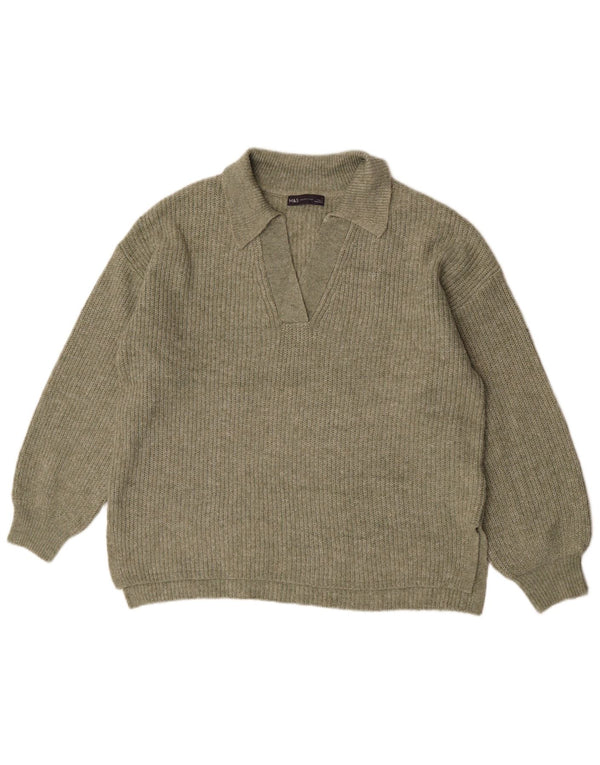 Marks & Spencer Damski sweter oversize z golfem, UK 16, duży, khaki