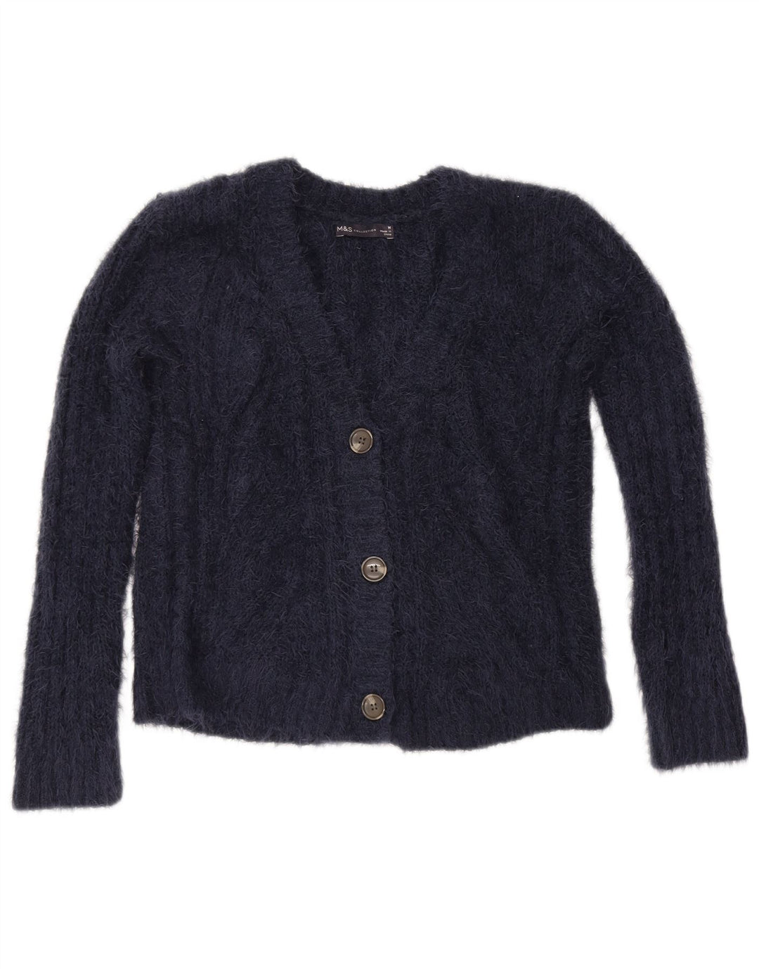 Marks & Spencer Damski sweter kardigan UK 14, średni granatowy poliester
