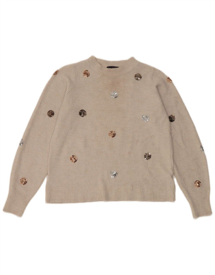 Marks & Spencer Damski sweter z okrągłym dekoltem, UK 10, mały, beżowy