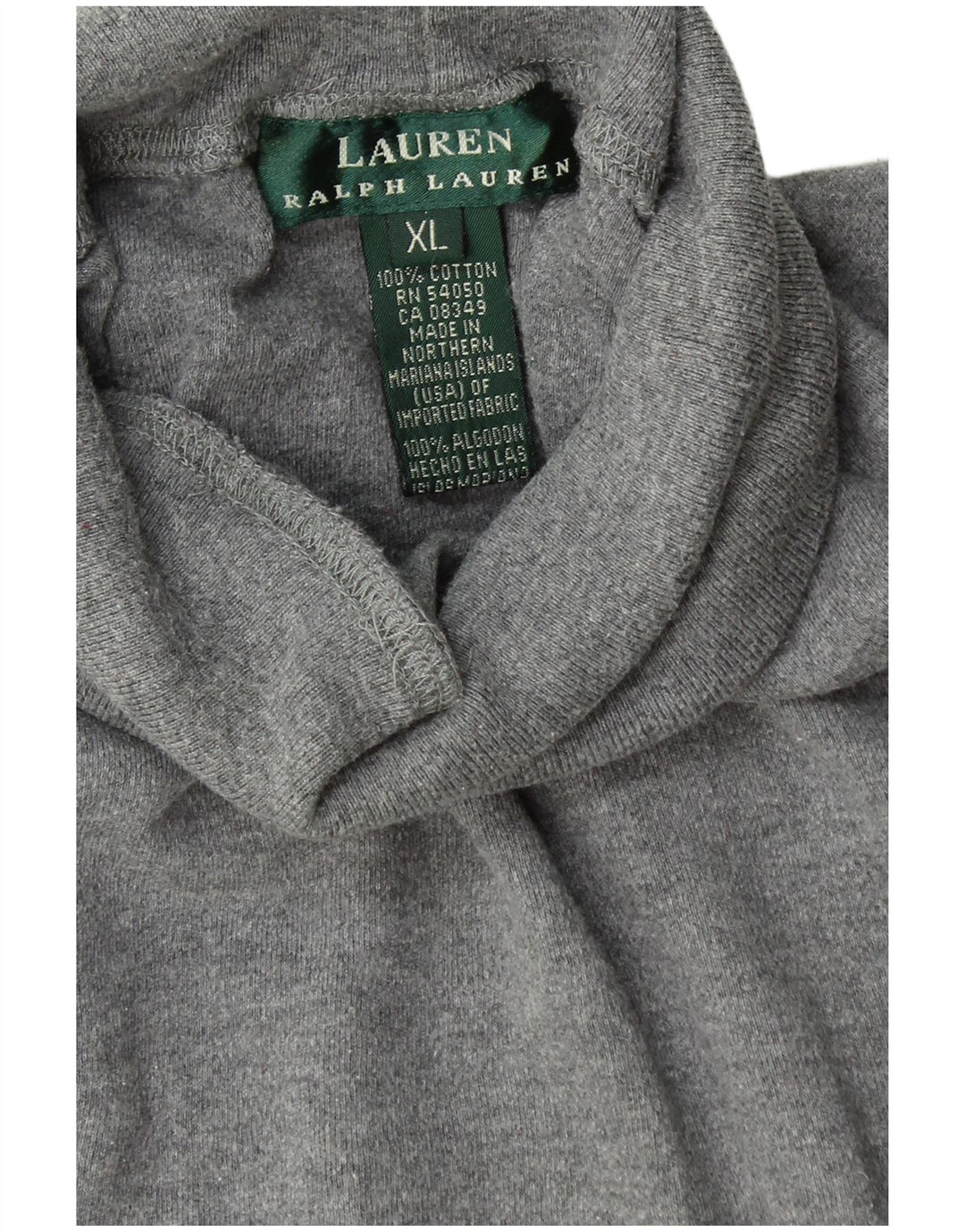 RALPH LAUREN Damski sweter z golfem UK 18 XL, szary, bawełniany