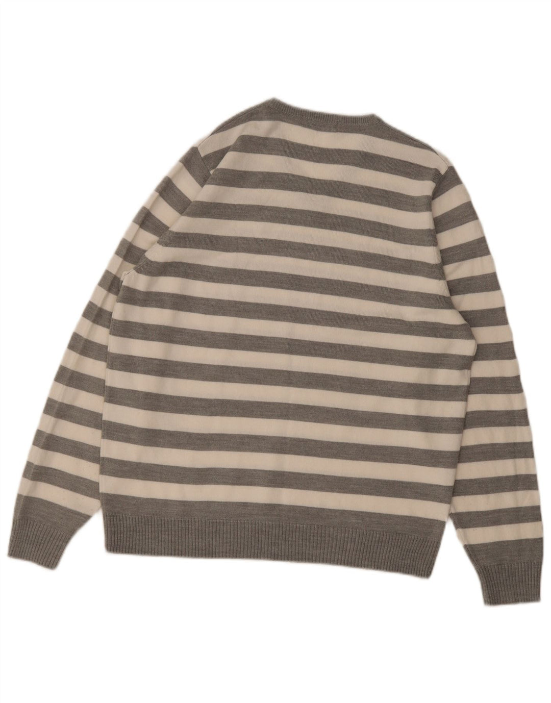Marks & Spencer Męski sweter z dekoltem w kształcie litery V, z autografem, w średnie szare paski