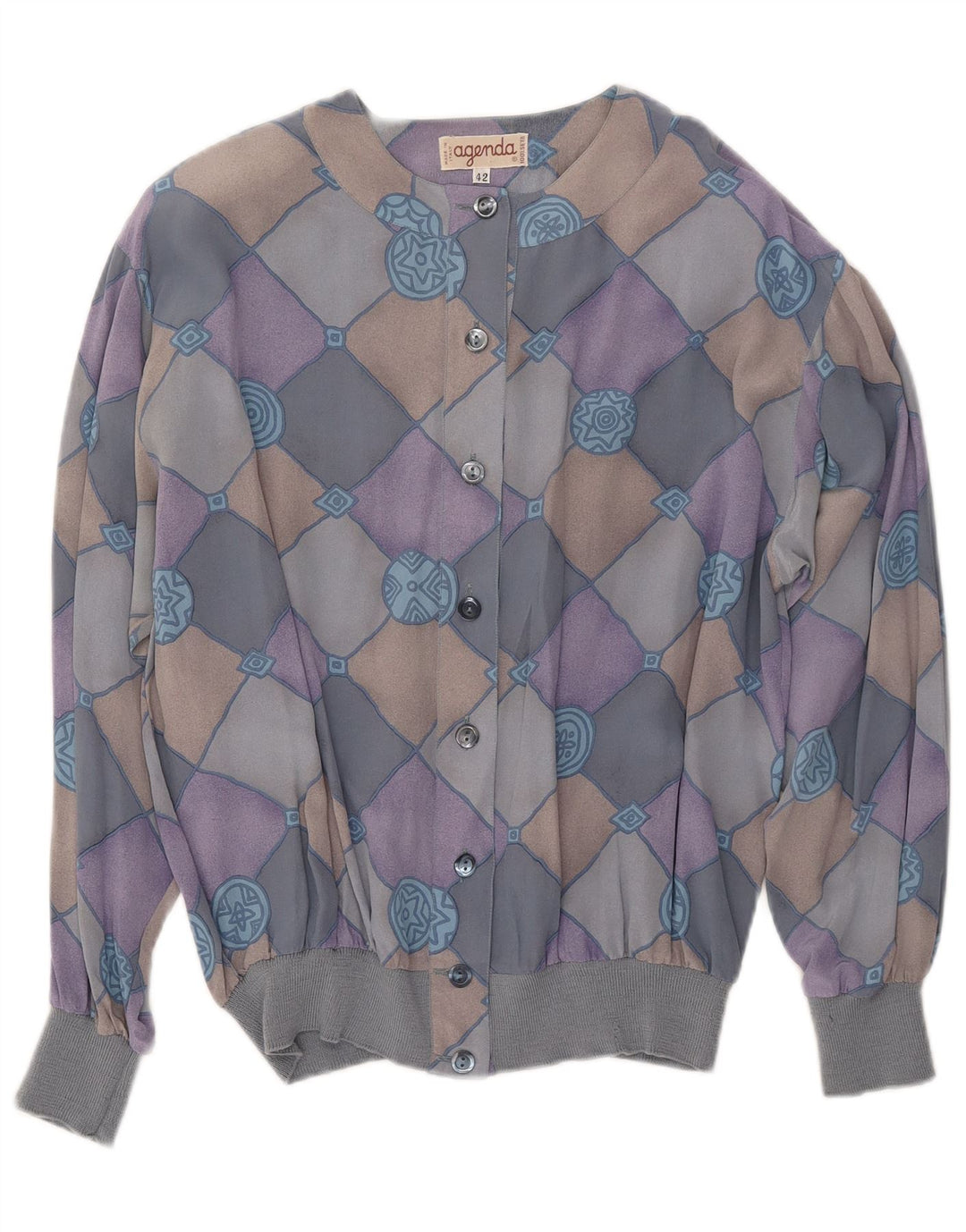 Damska bluzka koszulowa AGENDA IT 42 Jedwabna kratka w kolorze średnioniebieskim