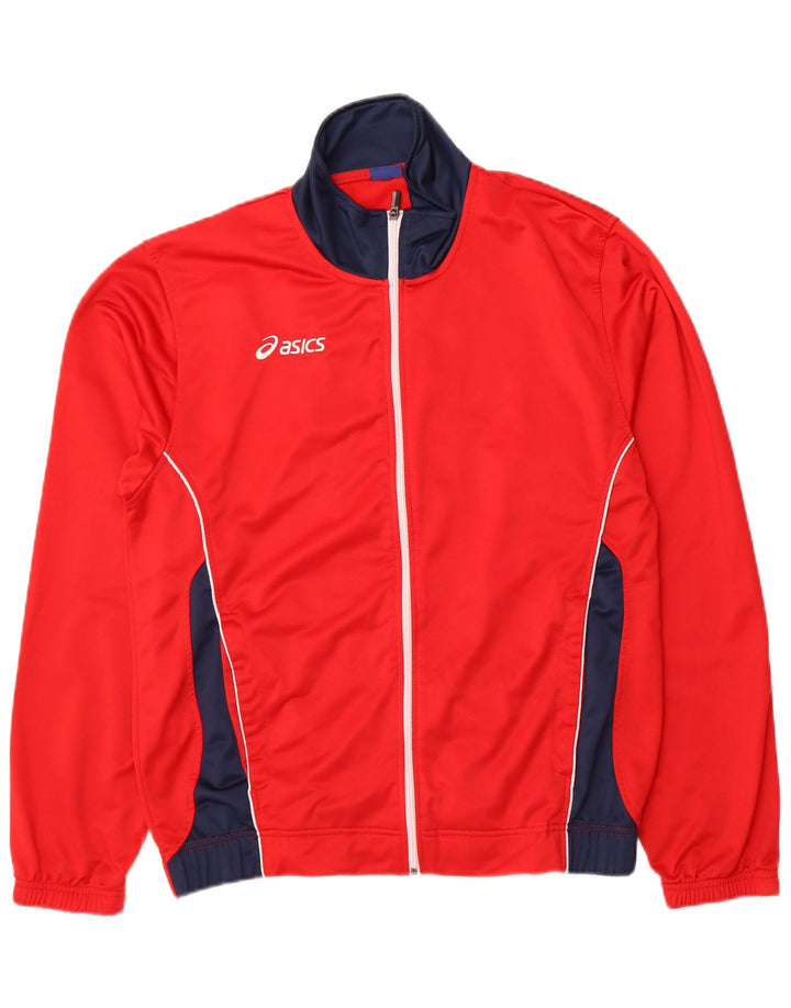 ASICS Mens Tracksuit Top Jacket 2XL Red Colourblock Polyester