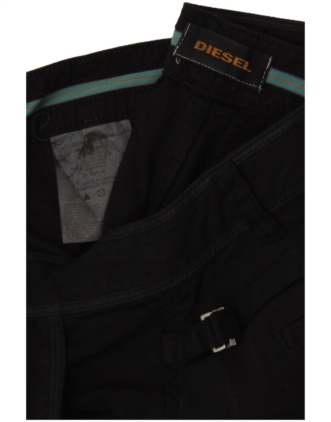 Damskie spodnie Capri Diesel W34 L22 Czarne bawełniane
