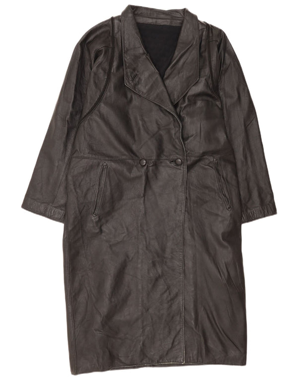 Vintage damski płaszcz skórzany UK 18 XL czarny