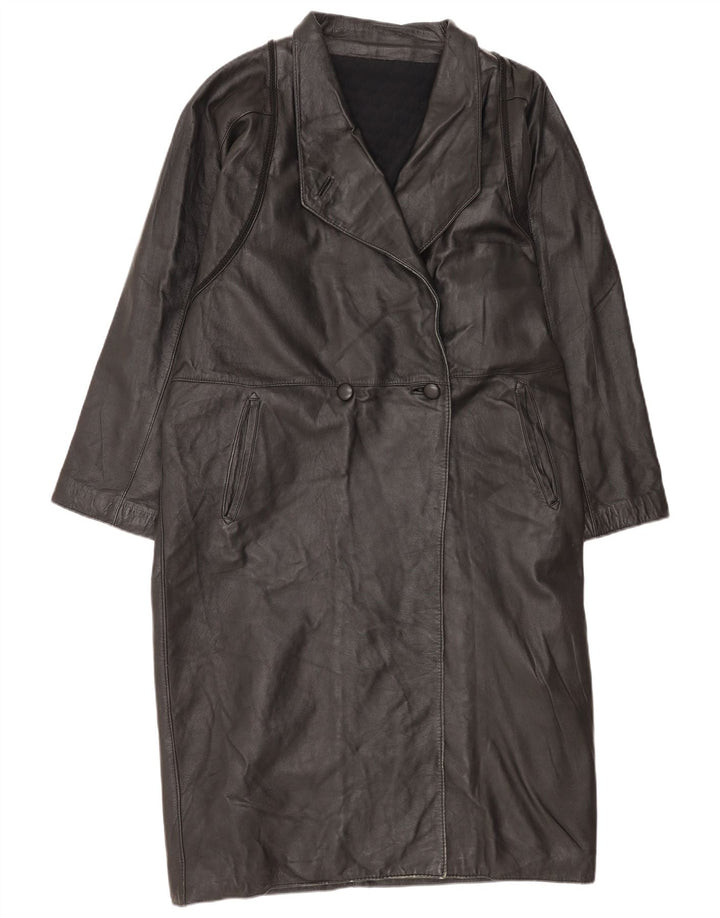 Vintage damski płaszcz skórzany UK 18 XL czarny