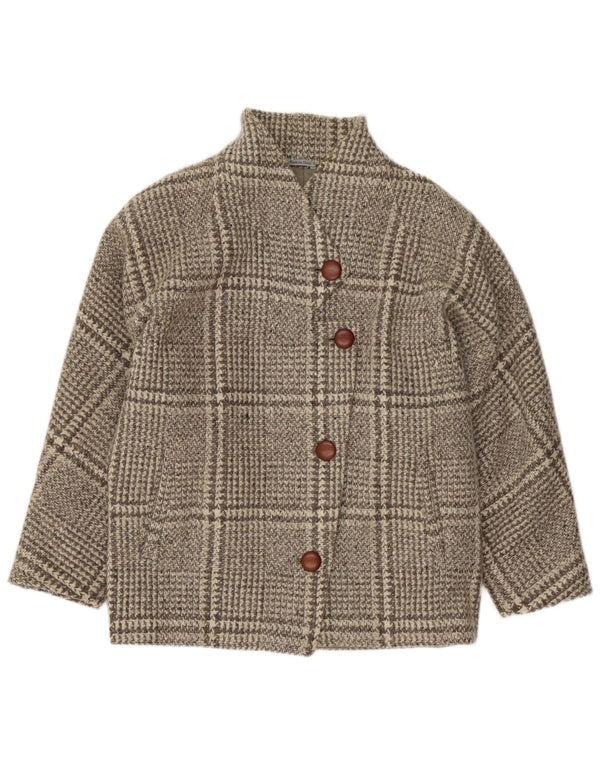 Vintage damski płaszcz oversize UK 16 w dużą szarą kratkę