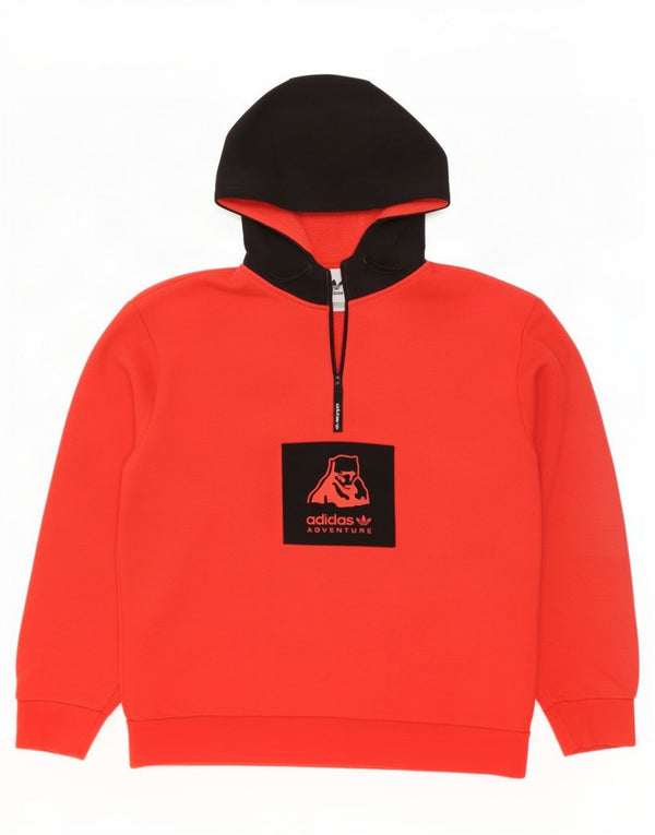 Męska bluza z kapturem i zamkiem błyskawicznym Adidas o luźnym kroju i małym czerwonym kolorze