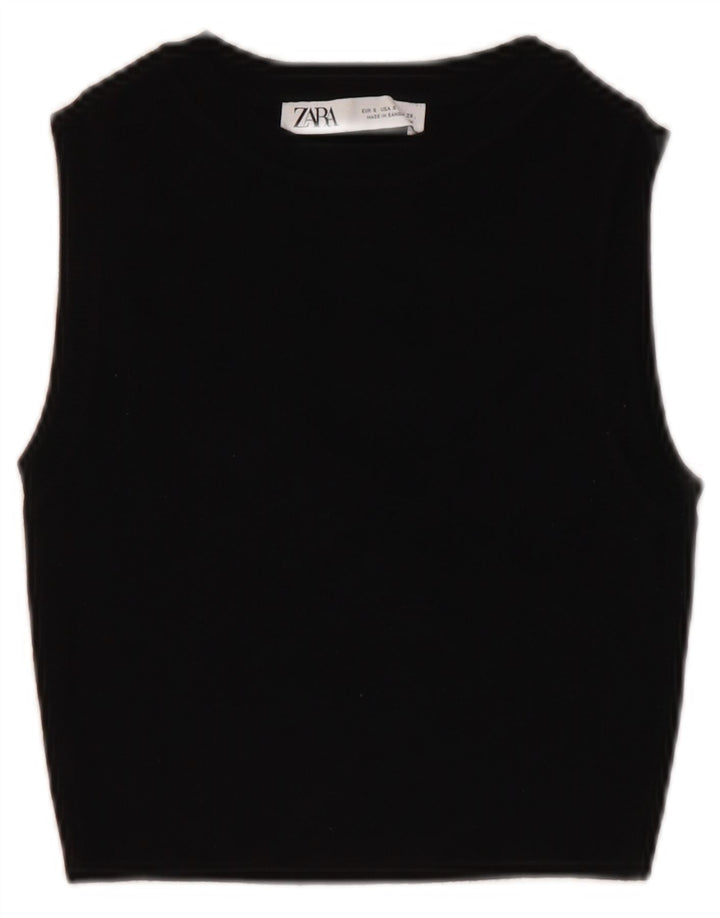Damski podkoszulek ZARA Crop Vest UK 8 Small, czarna wiskoza