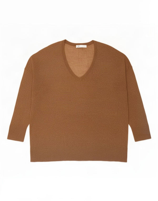 Damski top oversize z długim rękawem Zara UK 14, średni beż nakrapiany