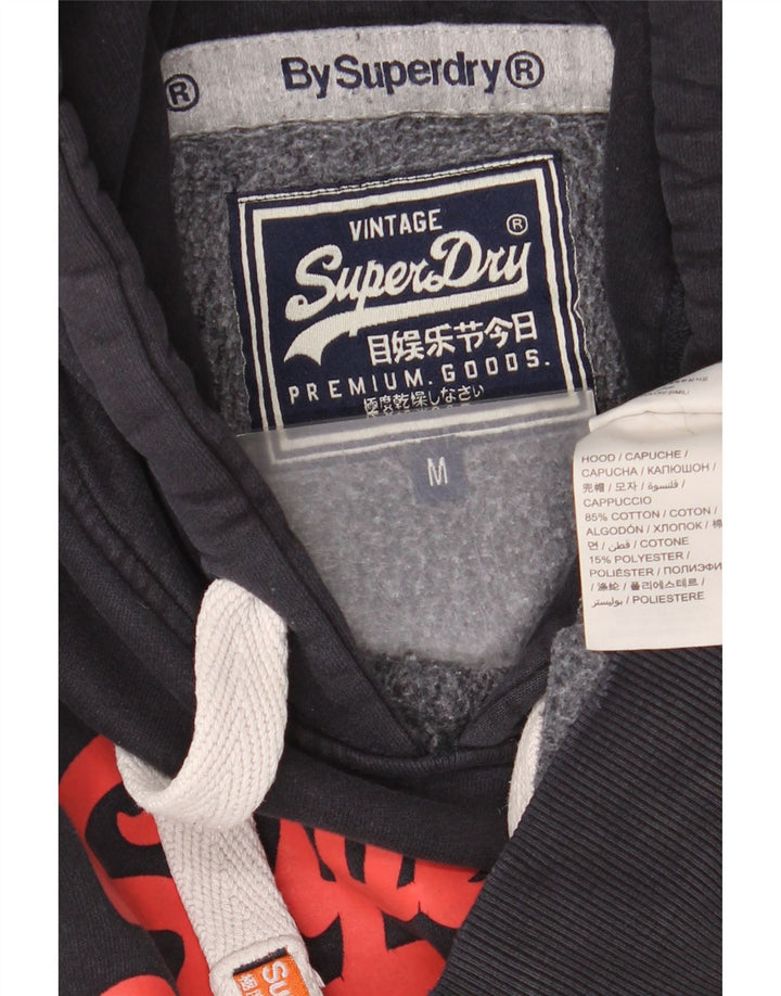 Męski sweter z kapturem Superdry z grafiką, średniej wielkości, czarny, bawełniany