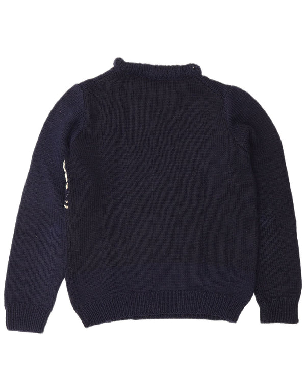 Sweter damski VINTAGE z okrągłym dekoltem UK 16, duży granatowy Fair Isle