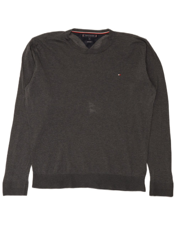 Męski sweter z okrągłym dekoltem Tommy Hilfiger XL, szara bawełna