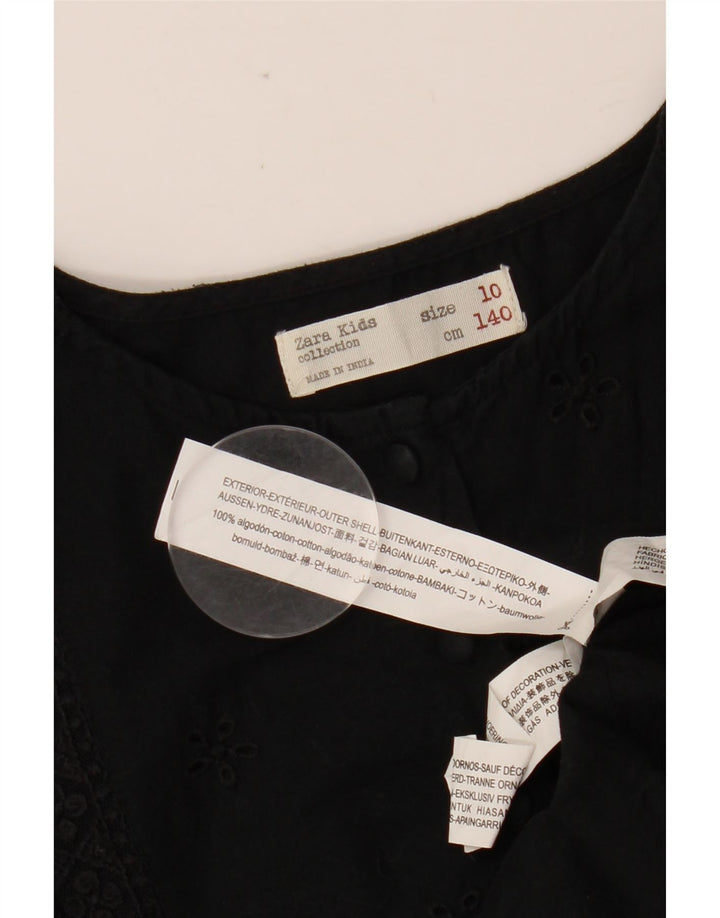 Dziewczęca sukienka o linii A ZARA Batwing 9-10 lat, czarna, bawełniana w kwiaty