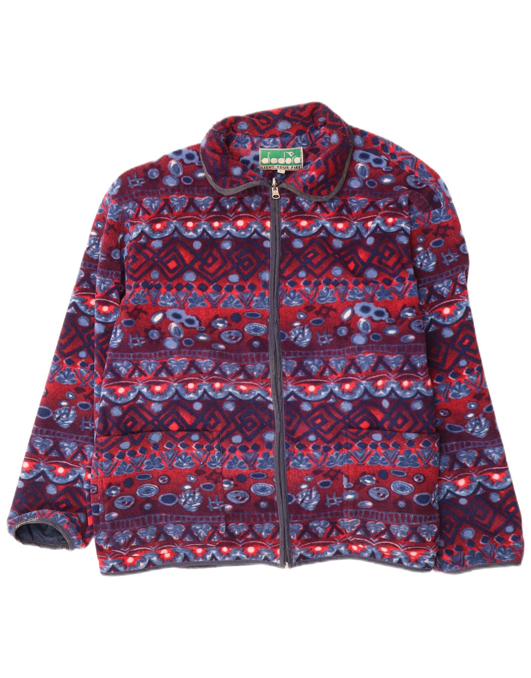 Męska kurtka polarowa DIADORA UK 40, duża, granatowa, z geometrycznym poliestrem