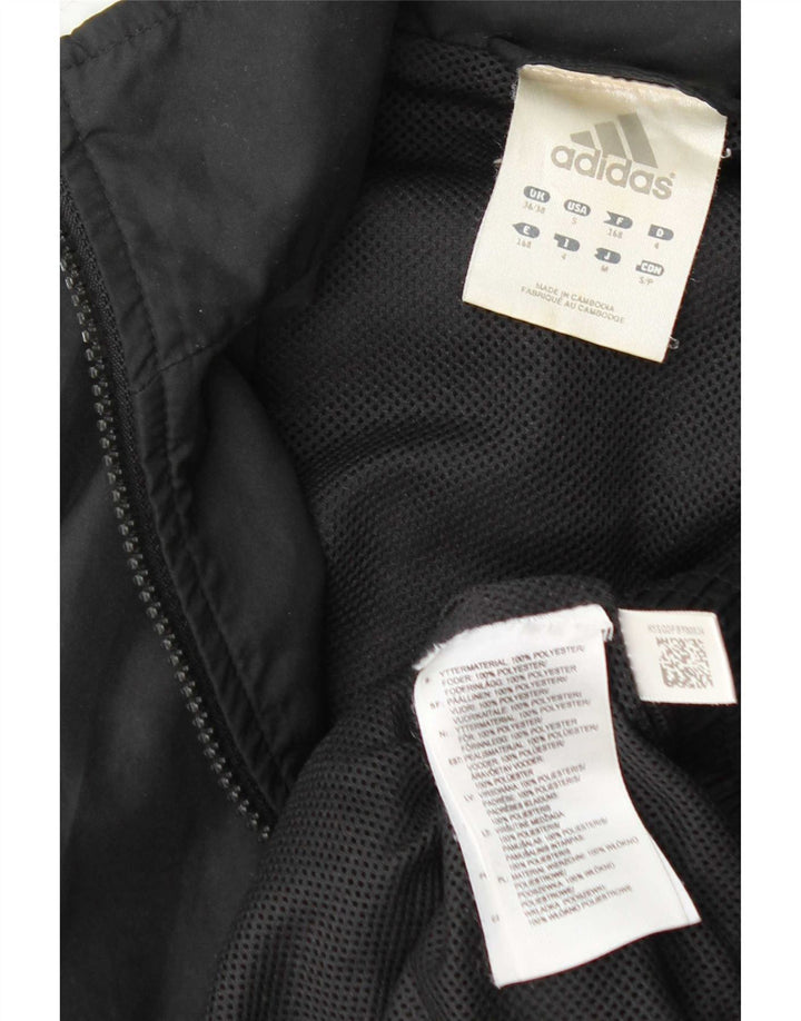 Adidas Męska kurtka dresowa UK 36/38 Mały czarny poliester z blokami kolorów