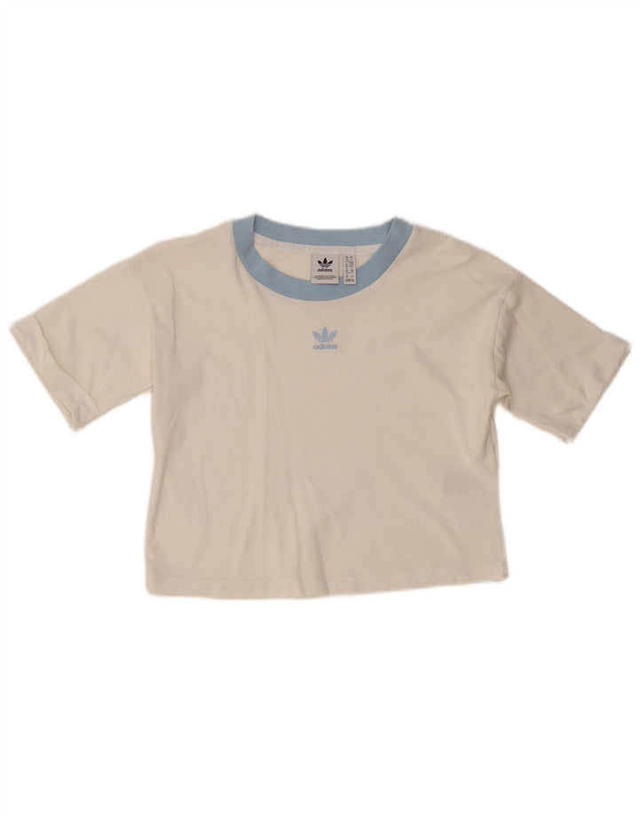 Damska krótka koszulka ADIDAS Top UK 10, mała, biała bawełna