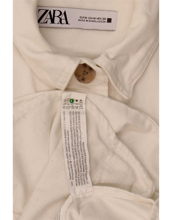 Damska kurtka jeansowa oversize Zara UK 14, średnia biała bawełna