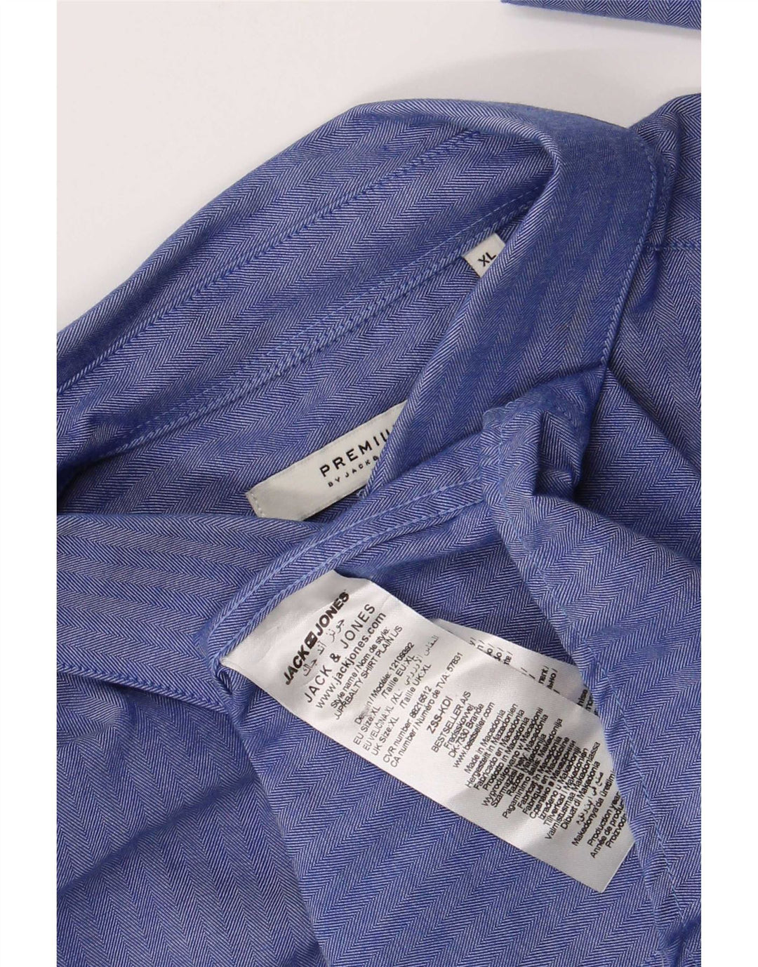 Koszula męska Jack & Jones XL, niebieska, bawełniana w jodełkę
