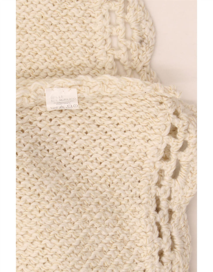 Damski sweter ponczo w stylu VINTAGE, jeden rozmiar, biała wełna