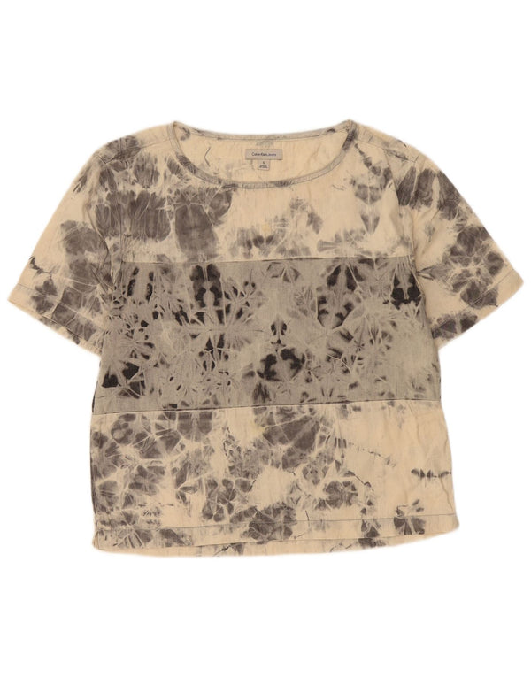 Bluzka damska Calvin Klein Jeans Top UK 10 Small Beige Tie Dye Cotton