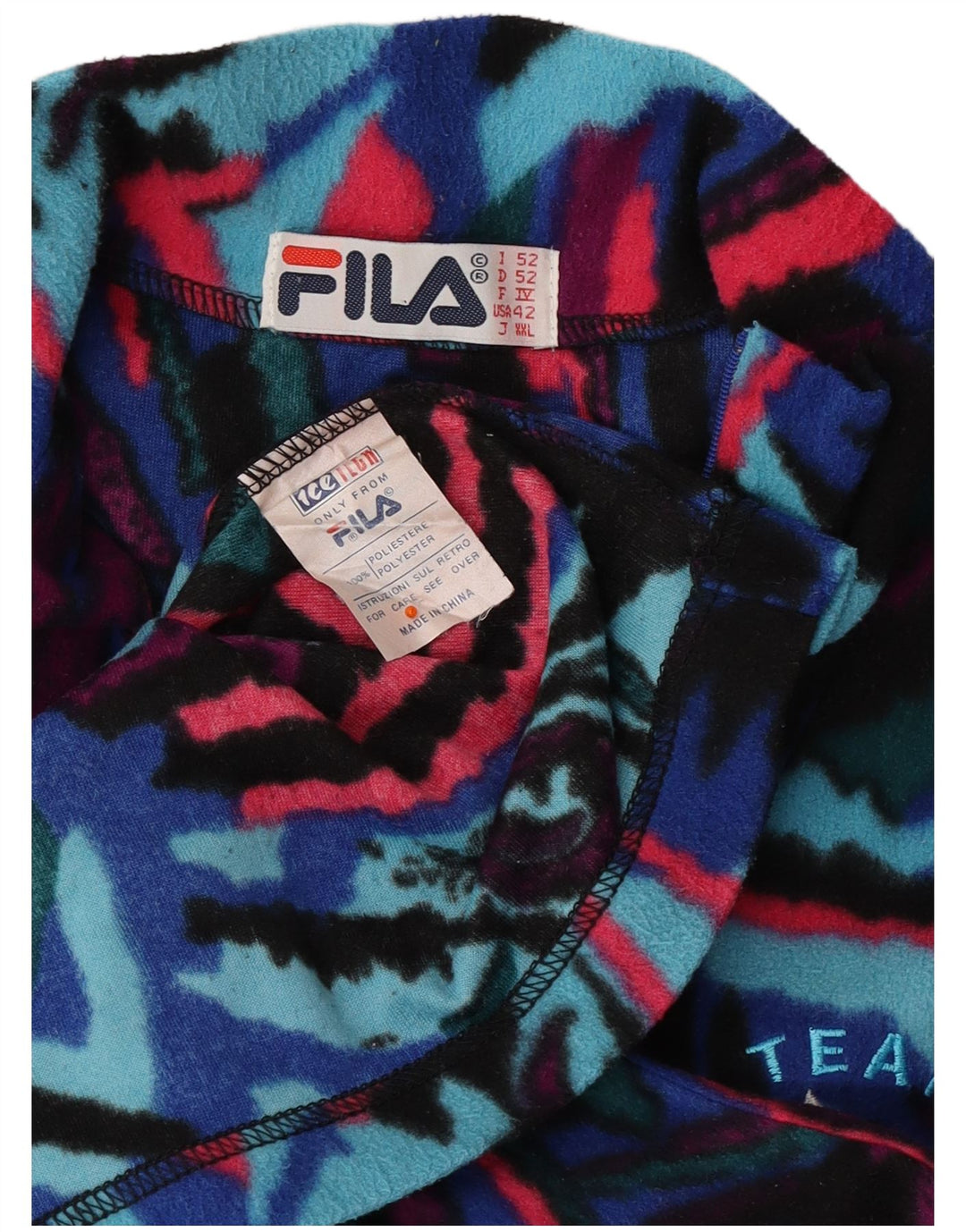 FILA Męski sweter polarowy IT 52 w abstrakcyjny wzór, duży, wielokolorowy