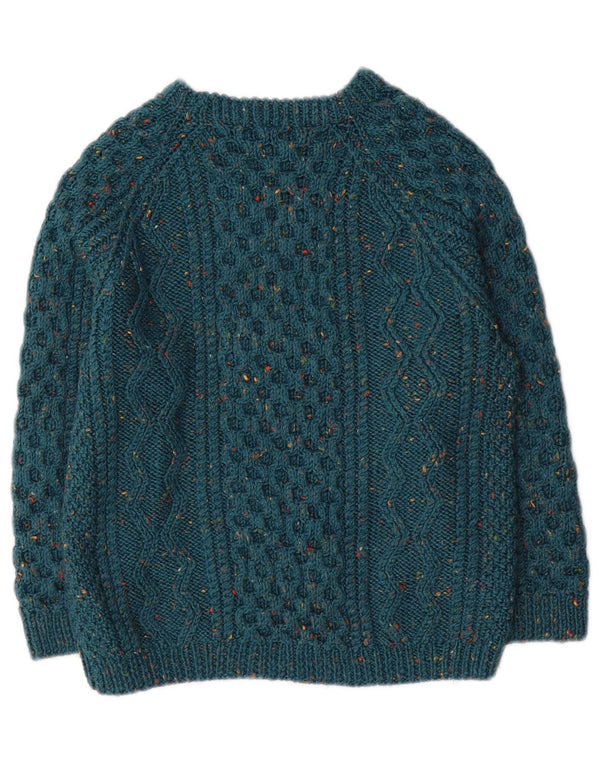 Sweter chłopięcy w stylu vintage z okrągłym dekoltem, 11-12 lat, w zielone plamki