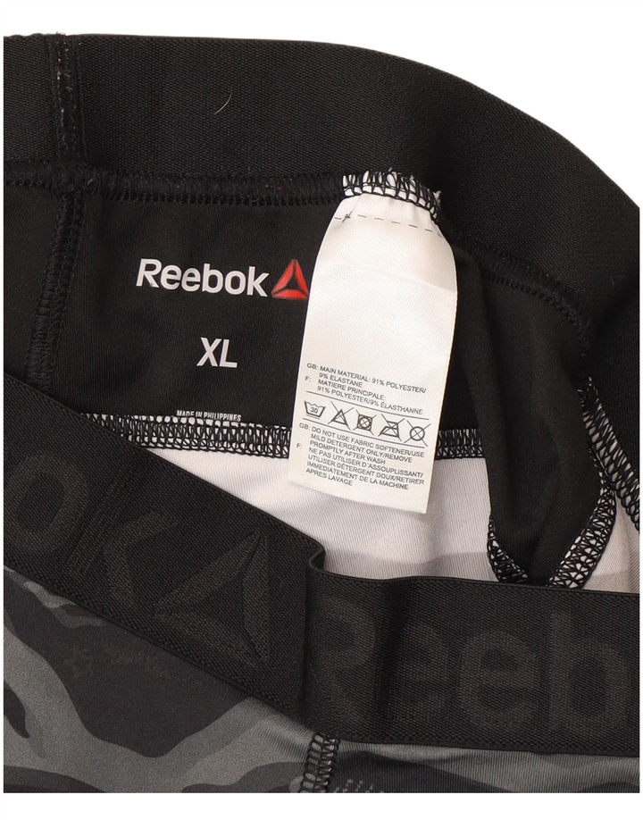 Damskie legginsy Reebok Graphic Capri UK 18 XL, szary kamuflaż, poliester