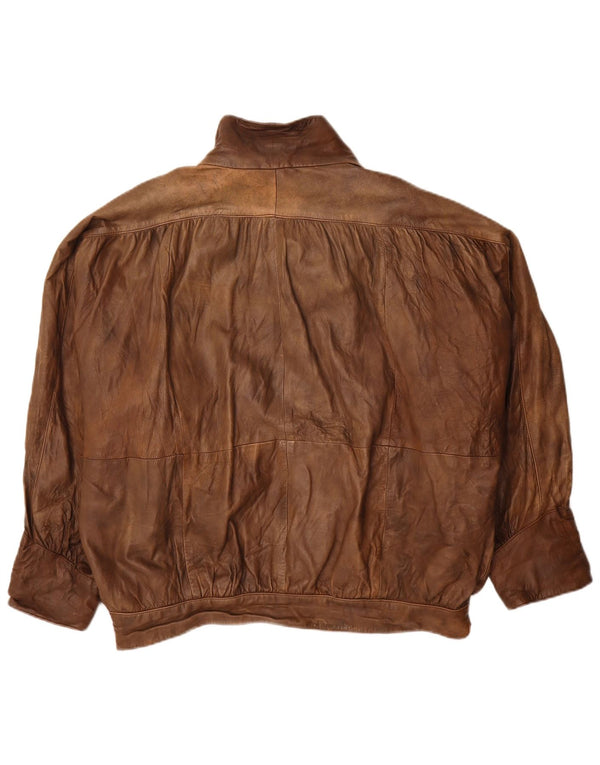 Vintage damska kurtka skórzana oversize UK 20 2XL brązowa