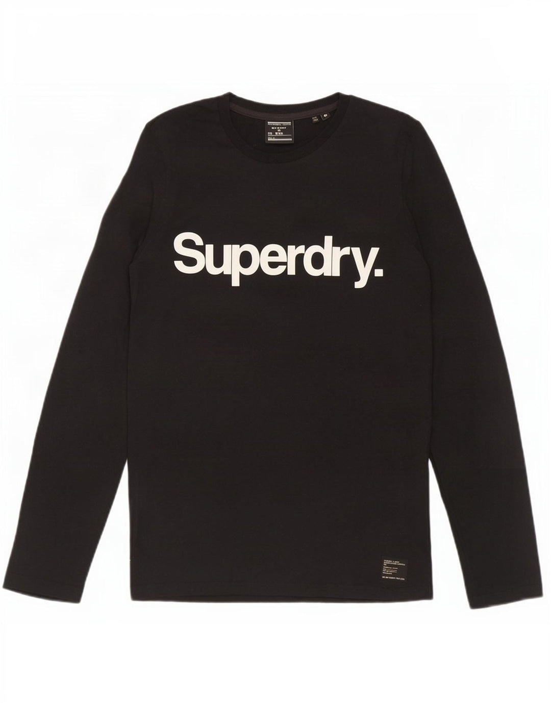 Męski top Superdry z grafiką, długim rękawem, średnio czarny, bawełniany