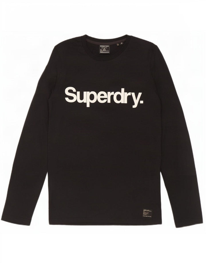 Męski top Superdry z grafiką, długim rękawem, średnio czarny, bawełniany