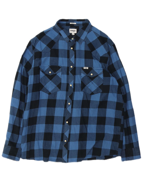 Wrangler Męska koszula flanelowa o regularnym kroju XL, niebieska bawełniana kratka