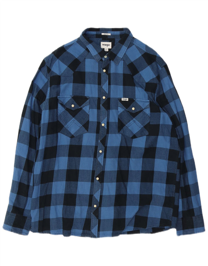 Wrangler Męska koszula flanelowa o regularnym kroju XL, niebieska bawełniana kratka