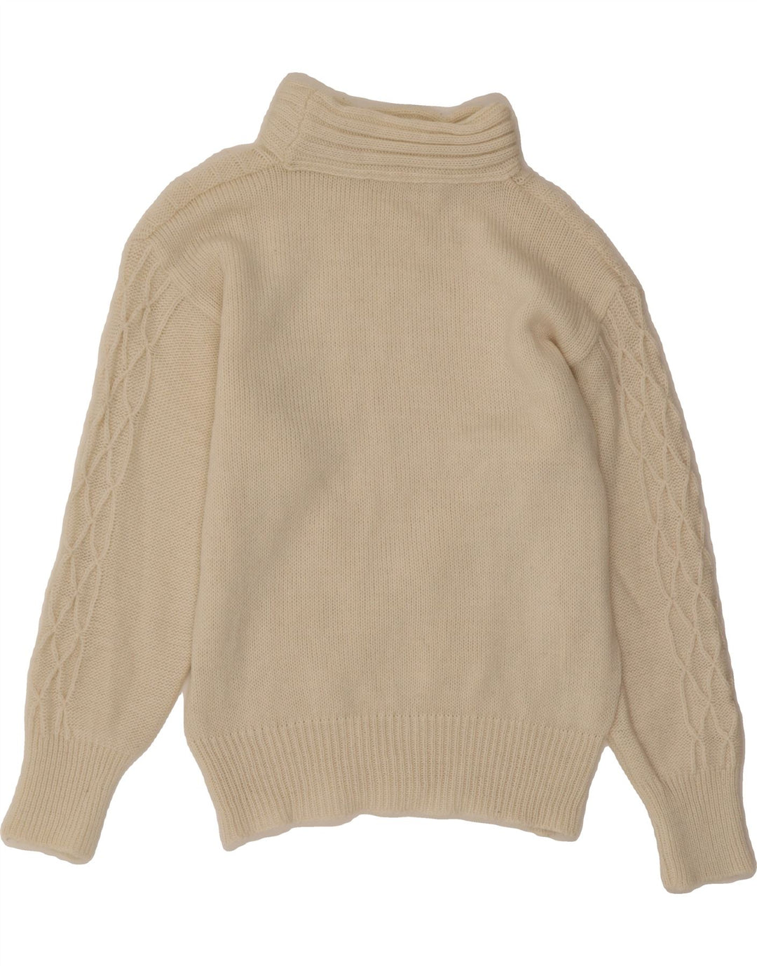 VINTAGE Womens Roll Neck Jumper Sweater UK 12 Medium Off White Vintage Vintage and Second-Hand Vintage from Messina Hembry 
