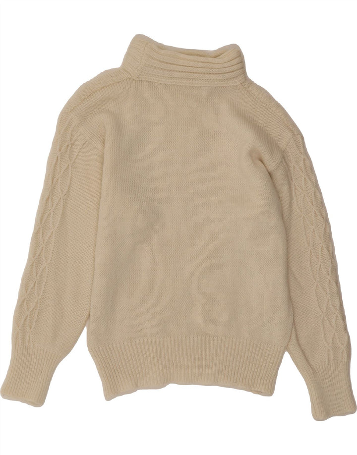 VINTAGE Womens Roll Neck Jumper Sweater UK 12 Medium Off White Vintage Vintage and Second-Hand Vintage from Messina Hembry 