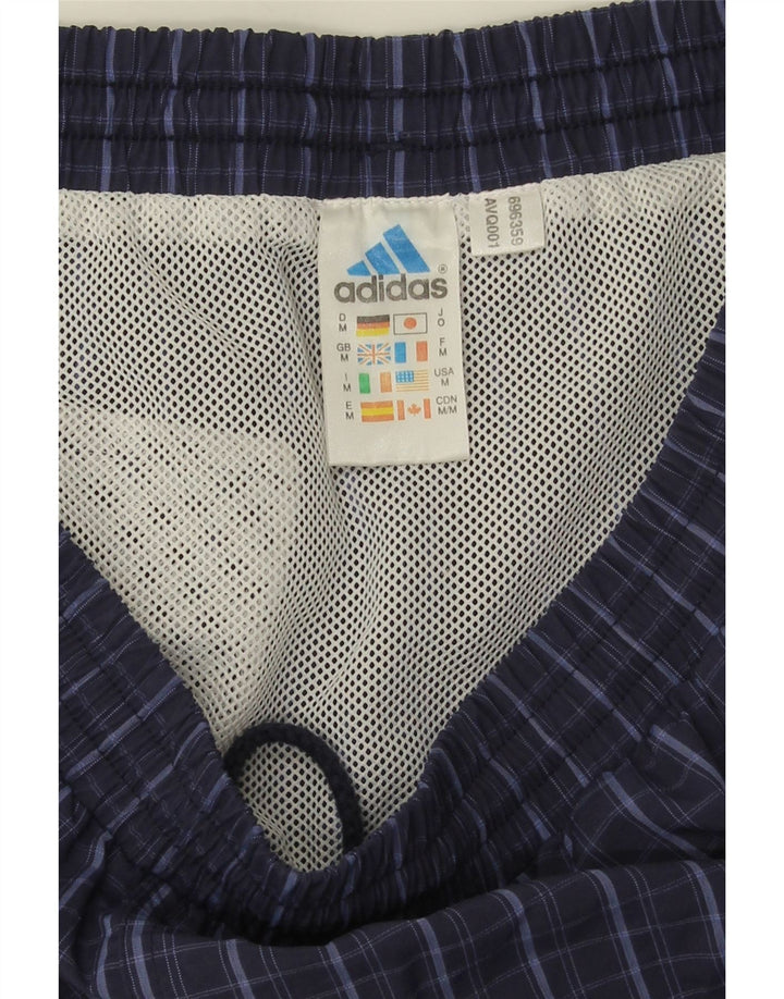 Męskie spodenki kąpielowe Adidas, średnie, granatowe, w kratkę, poliamid