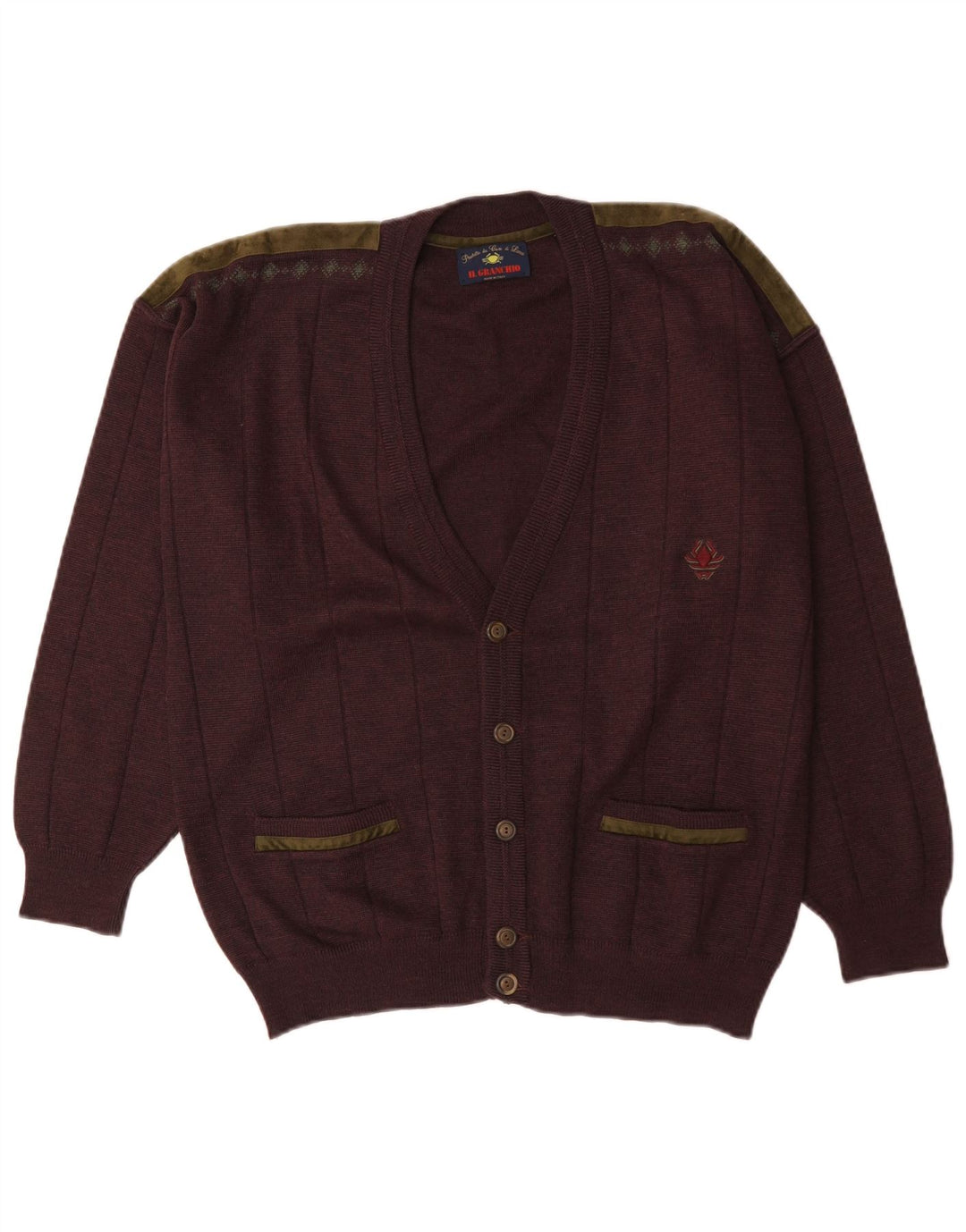 Il Granchio Męski sweter rozpinany XL Brązowa wełna