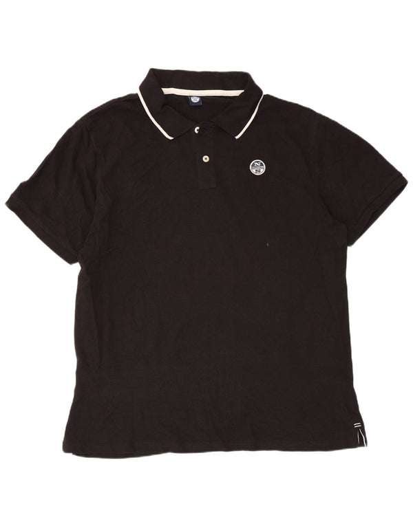 Męska koszulka polo North Sails XL, czarna, bawełniana w paski