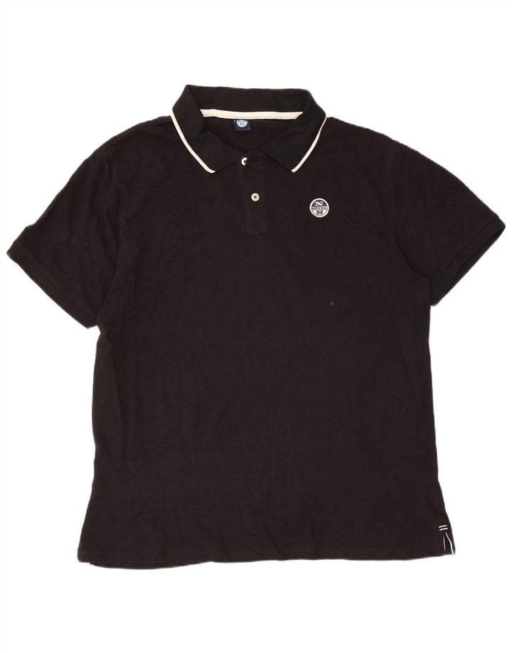 Męska koszulka polo North Sails XL, czarna, bawełniana w paski