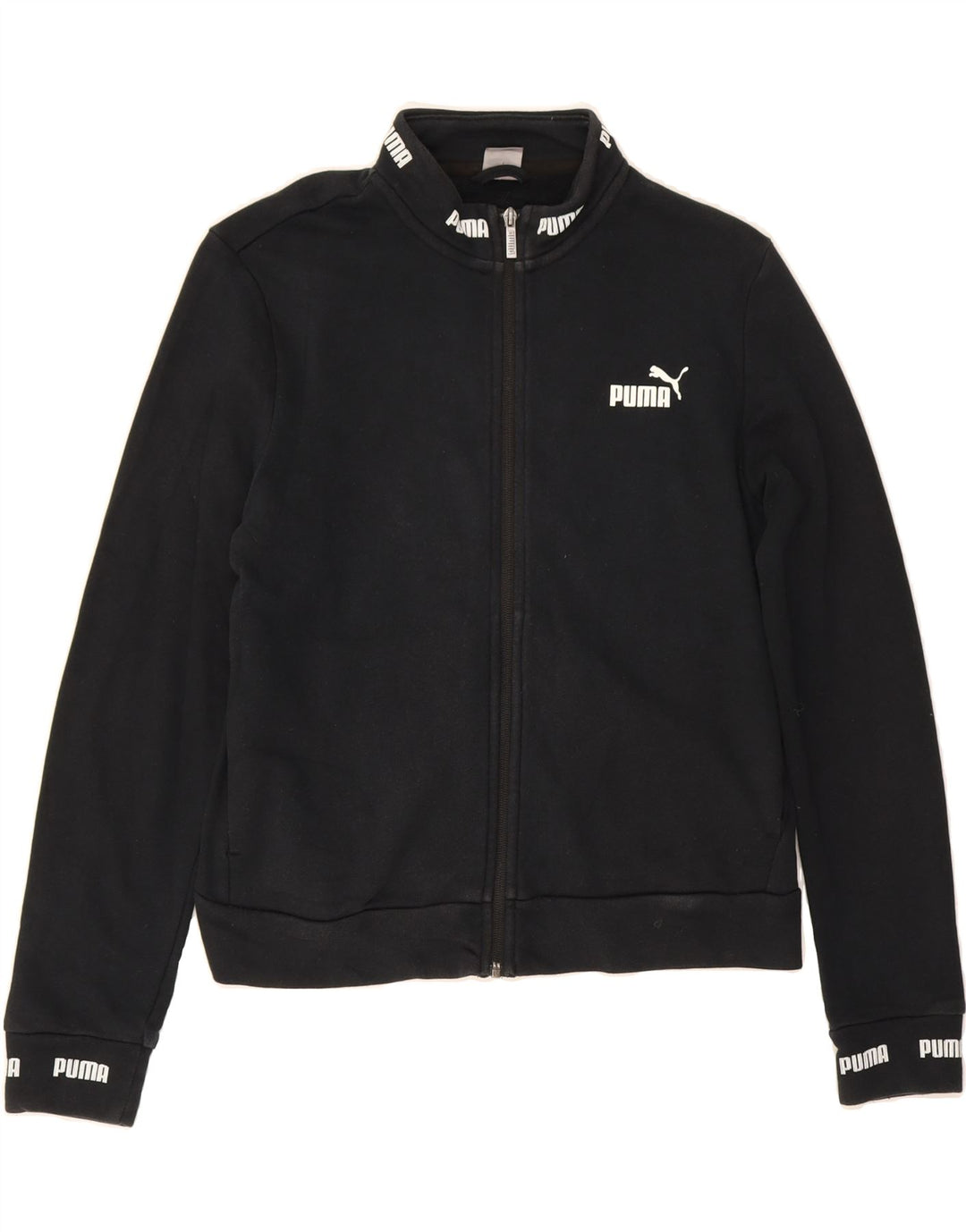 PUMA Womens Graphic Tracksuit Top Jacket UK 16 Large Black Cotton Vintage Puma and Second-Hand Puma from Messina Hembry 