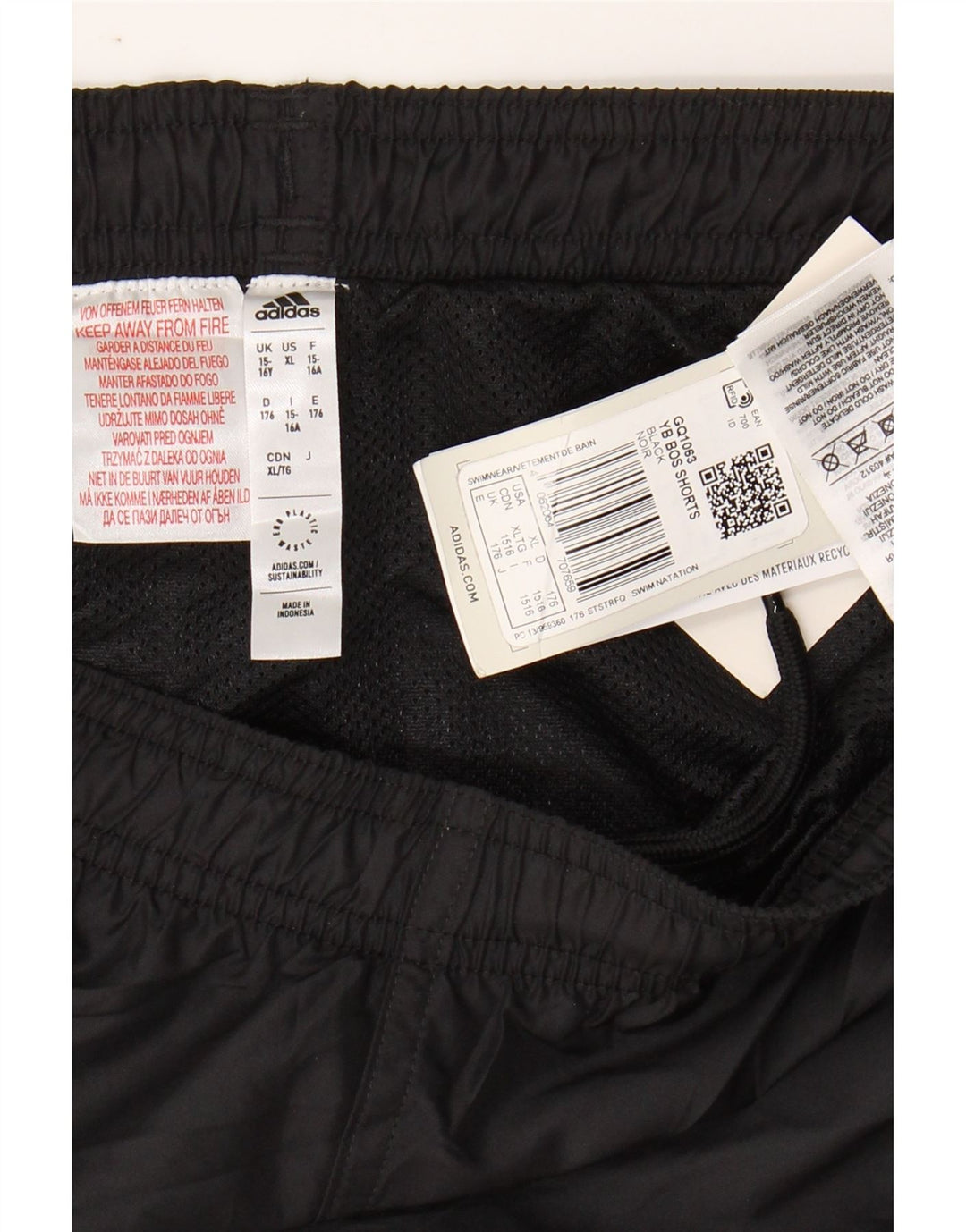 ADIDAS Boys Sport Shorts 15-16 Years  Black Polyester